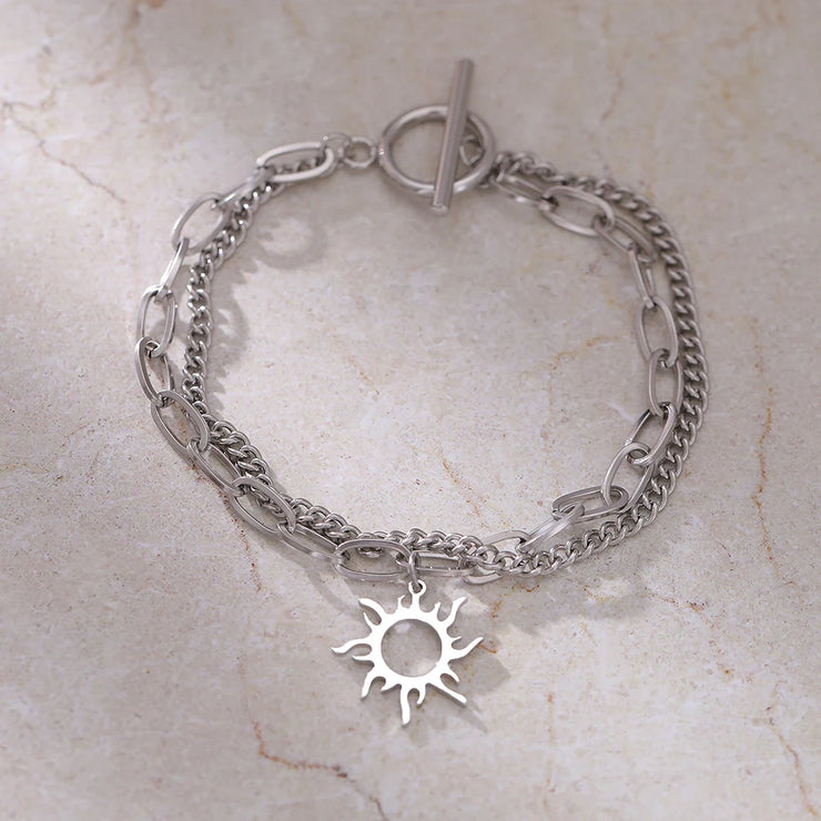 bracelet soleil acier inoxydable