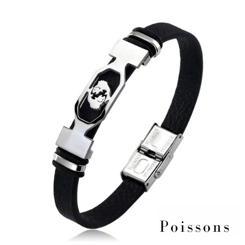 bracelet homme en cuir signe poissons zodiac