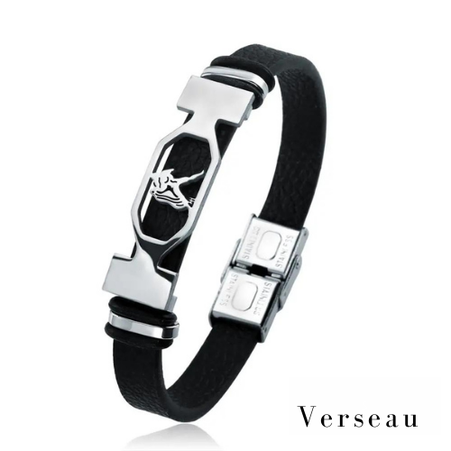 bracelet homme en cuir signe verseau