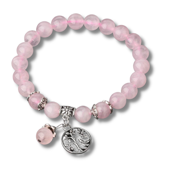 bracelet arbre de vie quartz rose