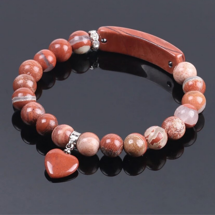 bracelet en pierre naturelle jaspe rouge |Therapietra