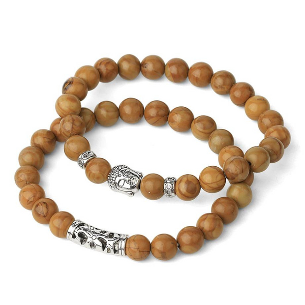 Bracelet pierre naturelle jaspe bois |Therapietra