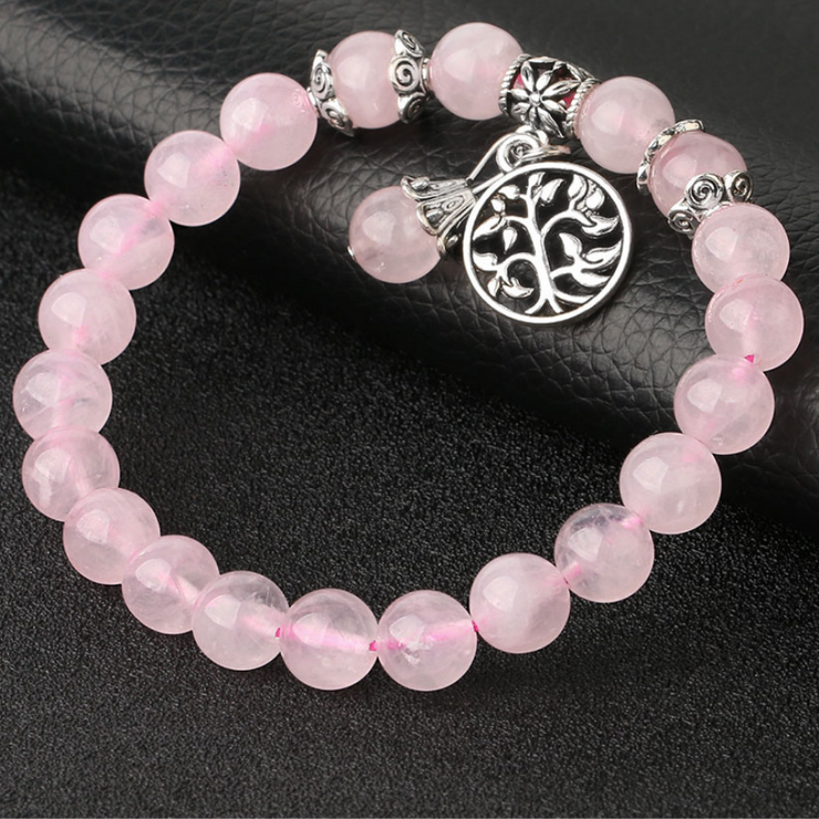 bracelet pierres naturelles quartz rose amour