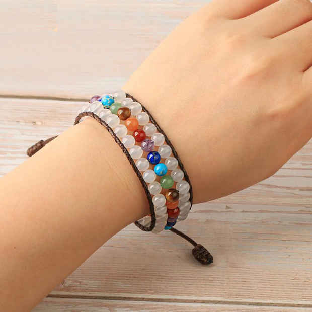 bracelet wrap en pierre naturelle 7 chakras |Therapietra